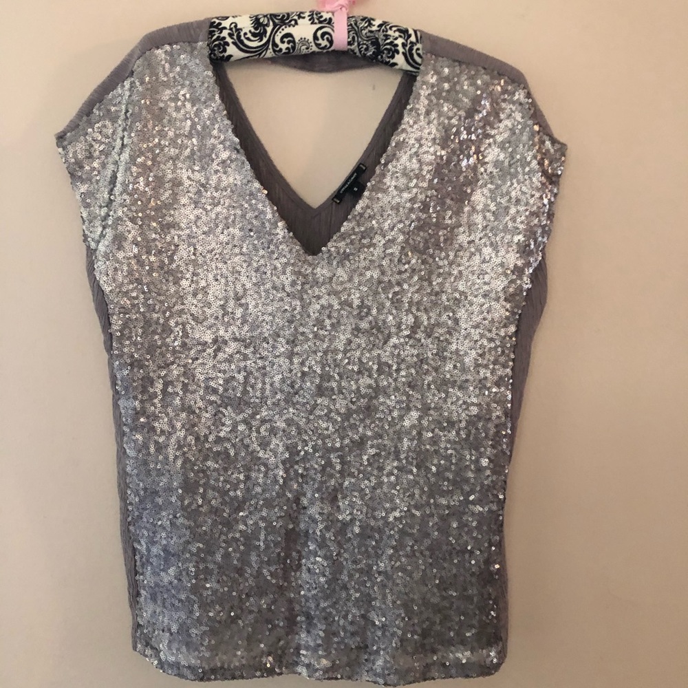 Stella& Dot silver sequin renegade top